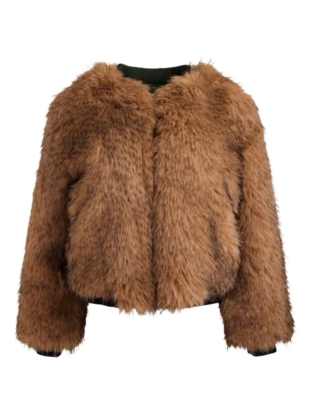 Alice And Olivia Becky Reversible Faux-fur Bomber Jacket In Green