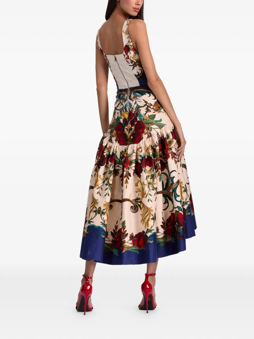 Alice And Olivia Gilded Rose Diana Structured Midi Dress In Multi