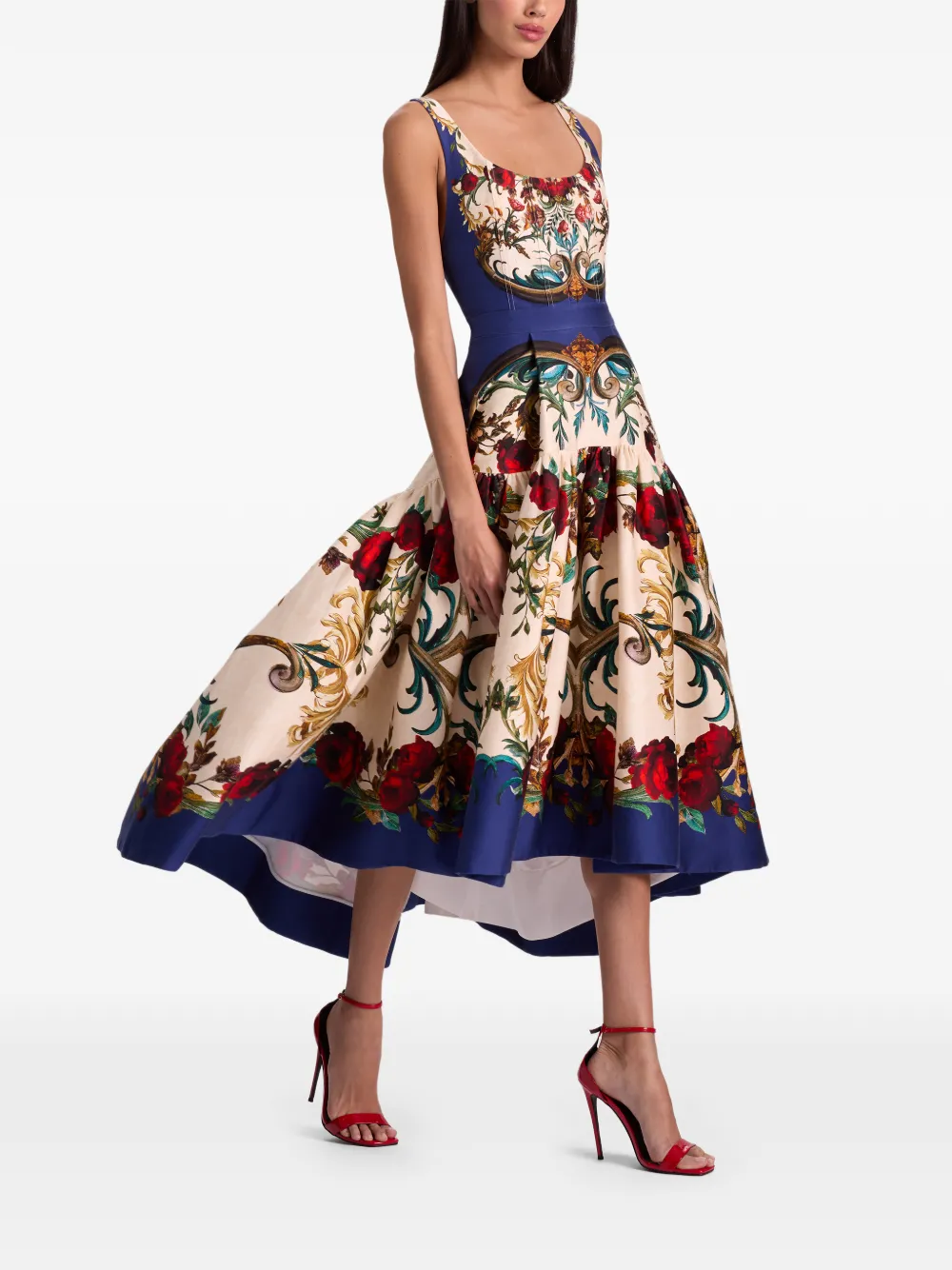 Alice And Olivia Gilded Rose Diana Structured Midi Dress In Multi