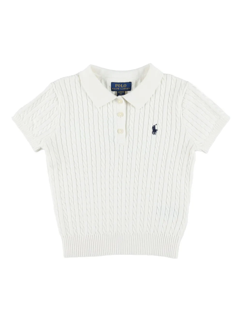 POLO RALPH LAUREN KIDS cable-knit polo top - ホワイト POLO RALPH LAUREN KIDS cable-knit polo top - ホワイト