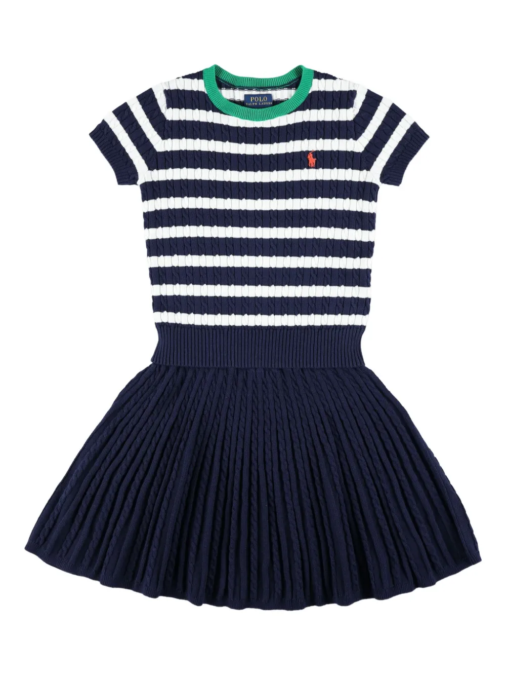 POLO RALPH LAUREN KIDS striped knitted skirt set - ブルー POLO RALPH LAUREN KIDS striped knitted skirt set - ブルー