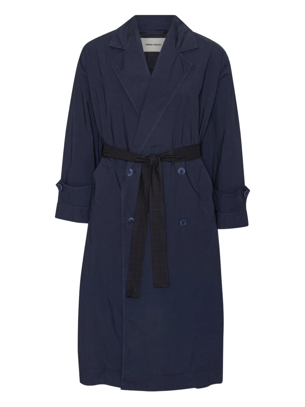 Henrik Vibskov Cappotto doppiopetto con cintura - Blu