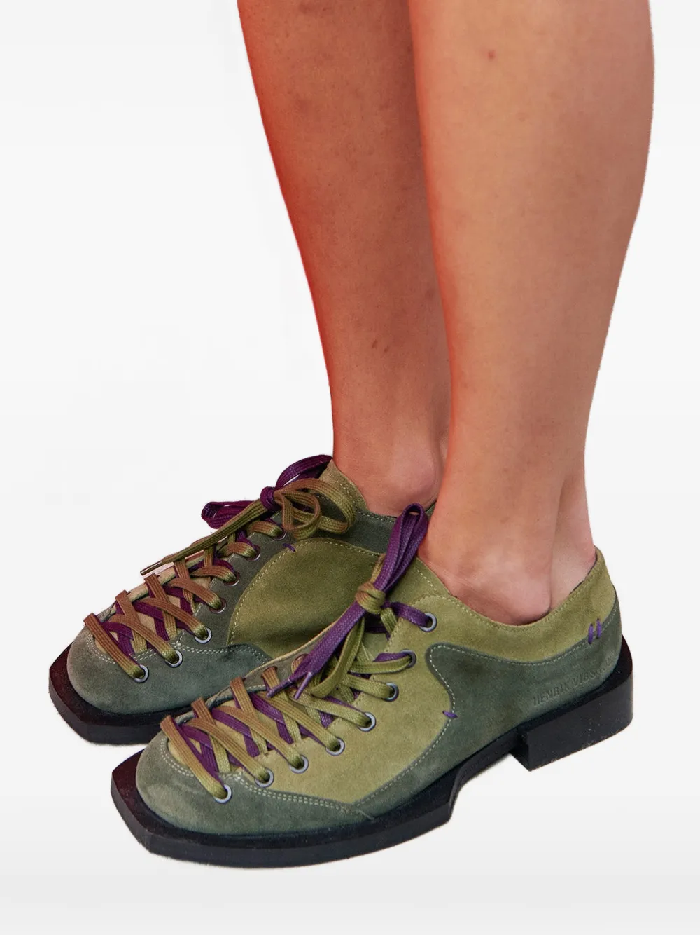 Henrik Vibskov Kelly suede panelled lace-up shoes Groen