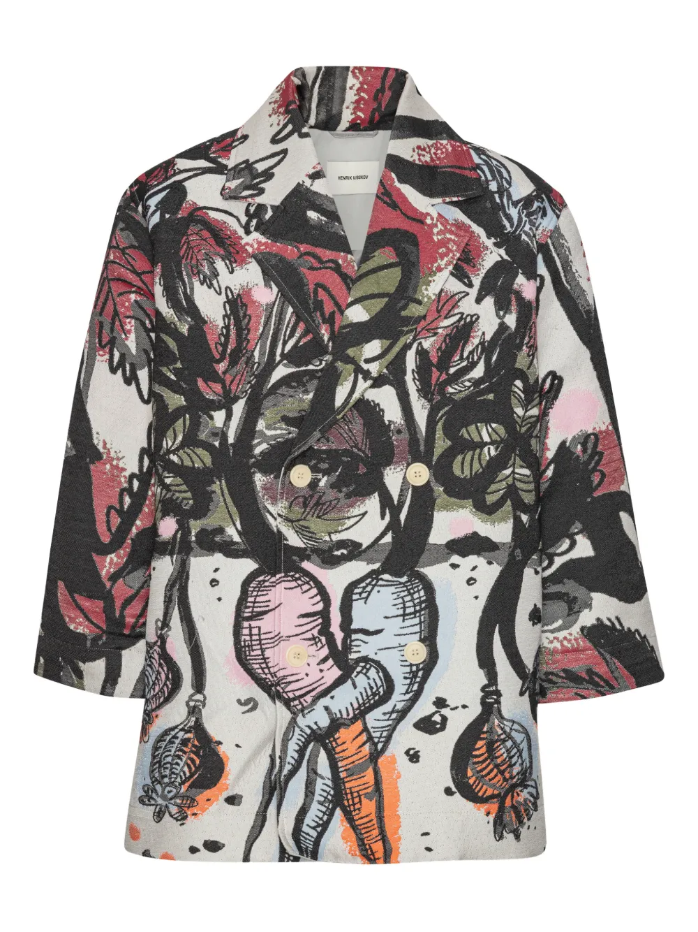 Henrik Vibskov Cappotto doppiopetto con stampa - Toni neutri