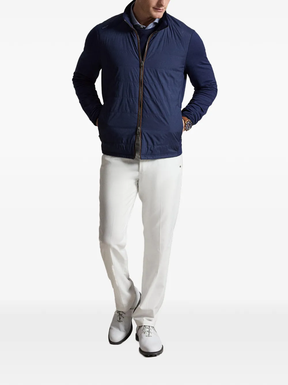  Rlx Ralph Lauren Woven-panel Zip-up Jacket - Blue 