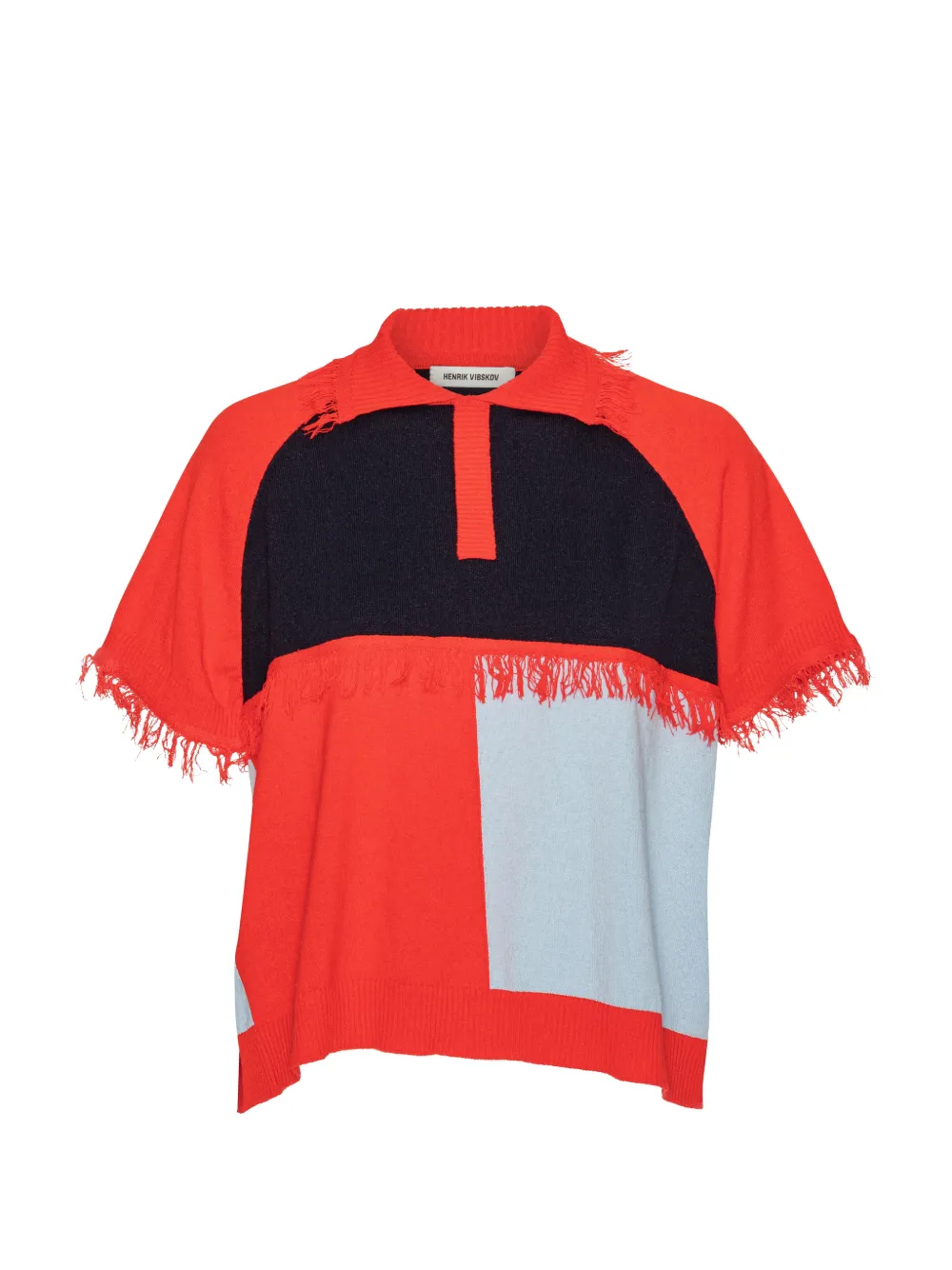 Henrik Vibskov Poloshirt in Colour-Block-Optik - Rot