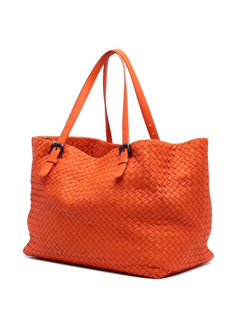 Pre-owned Bottega Veneta 2012-2025 Large Nappa Intrecciato Cesta Tote Bag In Orange