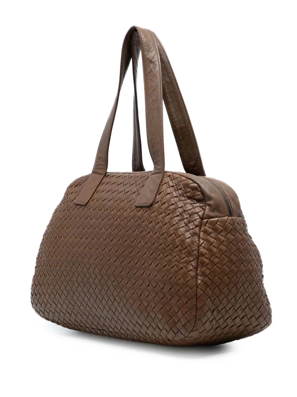 Pre-owned Bottega Veneta 2012-2025 Nappa Intrecciato Shoulder Bag In Brown