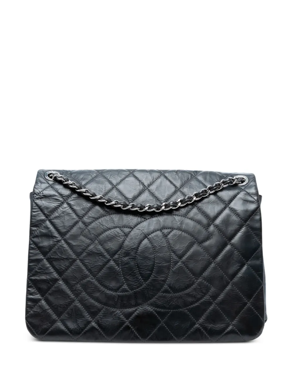 CHANEL Pre-Owned 2009-2010 XL ココマーク グレーズ マトラッセ カーフスキン シングルフラップ CHANEL Pre-Owned 2009-2010 XL ココマーク グレーズ マトラッセ カーフスキン シングルフラップ