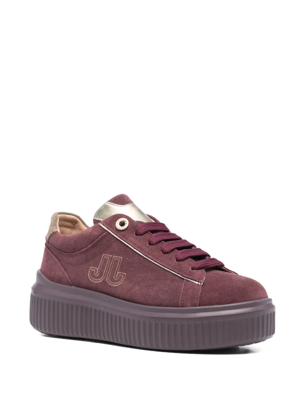 Janet & Janet 50mm Platform Leather Sneakers In Burgundy