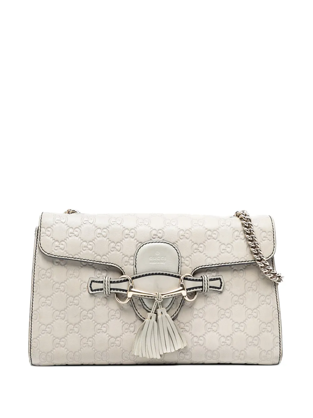 Pre-owned Gucci 2016-2025 Medium Ssima Emily Shoulder Bag In White