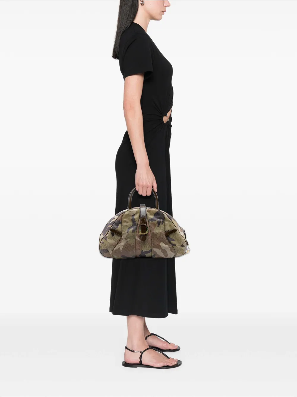 Christian Dior Pre-Owned sac à main Double Saddle Bowler en toile à motif camouflage (2001) | Pre-owned | Image 2
