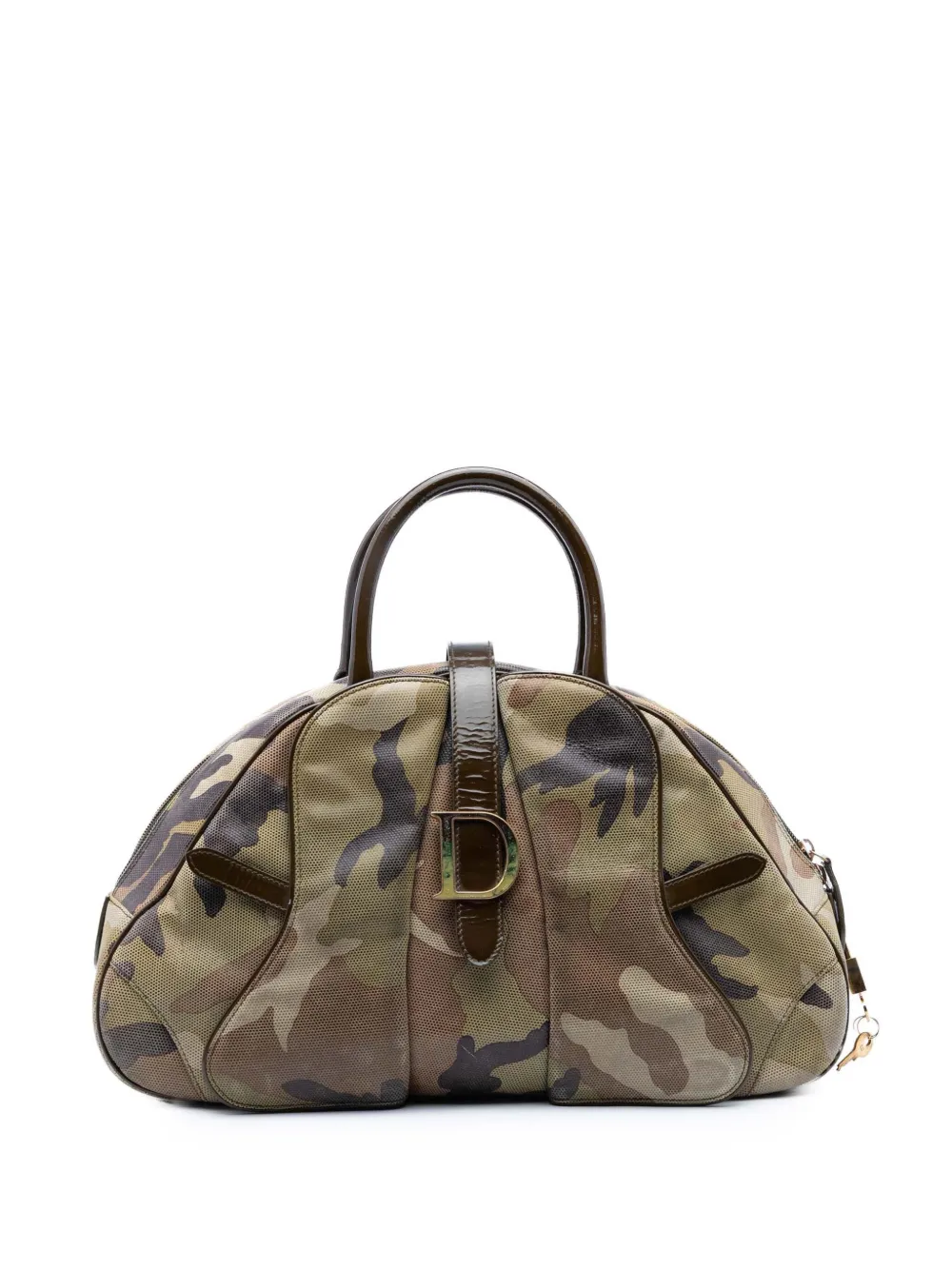 Christian Dior Pre-Owned sac à main Double Saddle Bowler en toile à motif camouflage (2001) | vert | Image 1
