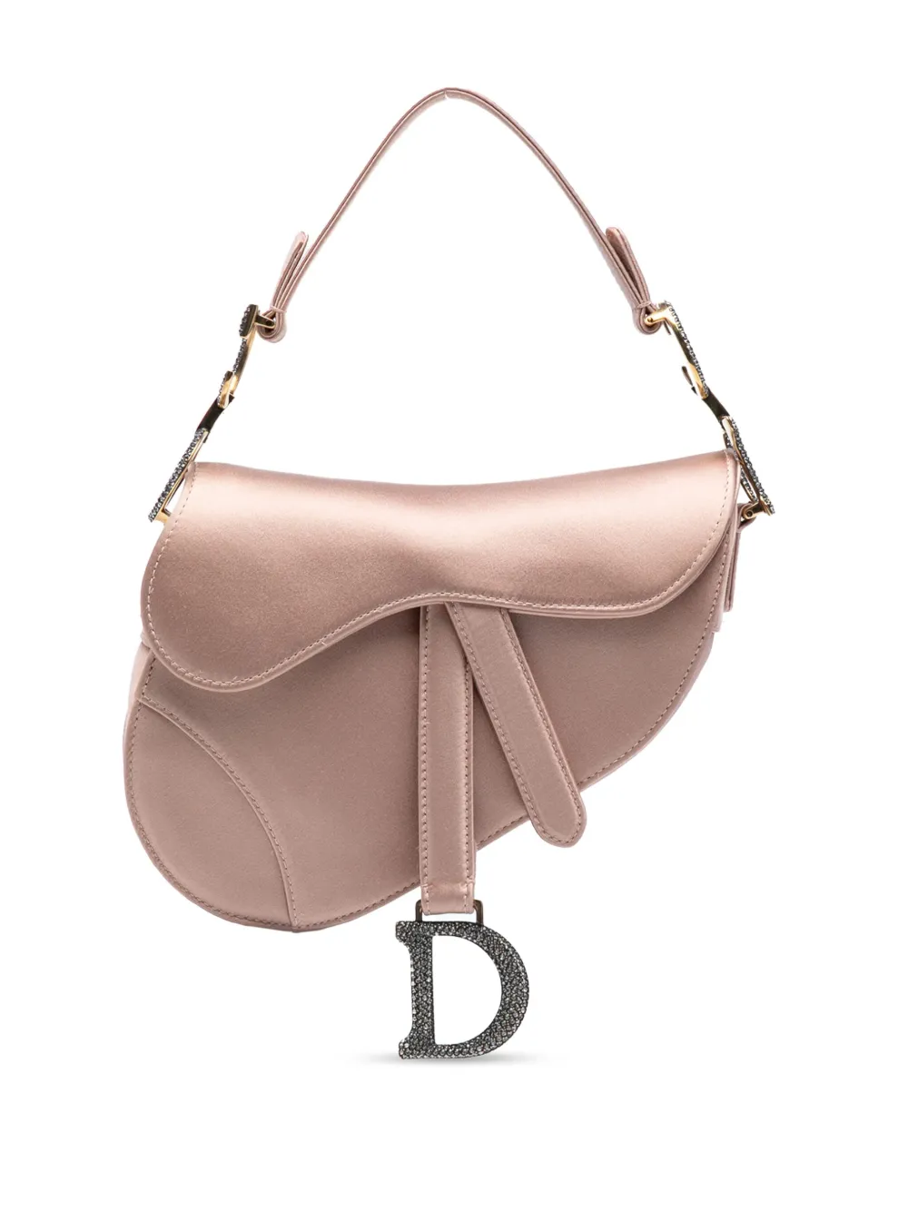 Christian Dior Pre-Owned 2019 ミニ サテン クリスタル サドル ハンドバッグ - ピンク