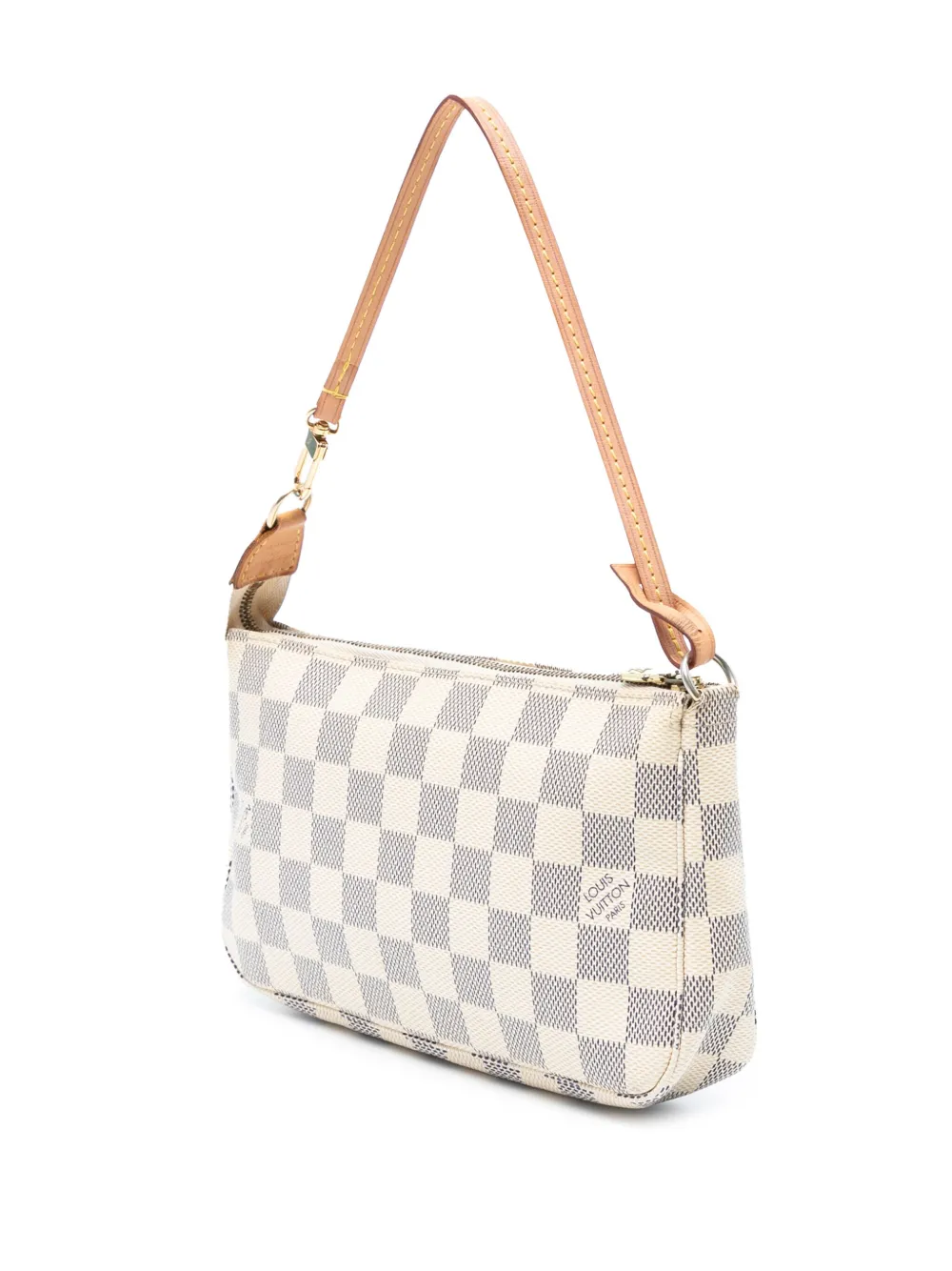 Pre-owned Louis Vuitton 2010 Damier Azur Pochette Accessoires Shoulder Bag In White