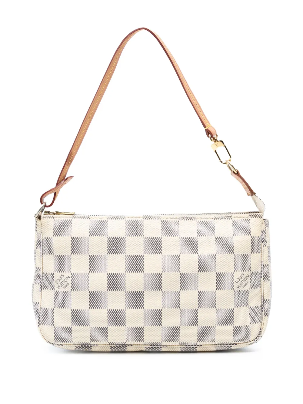 Pre-owned Louis Vuitton 2010 Damier Azur Pochette Accessoires Shoulder Bag In White