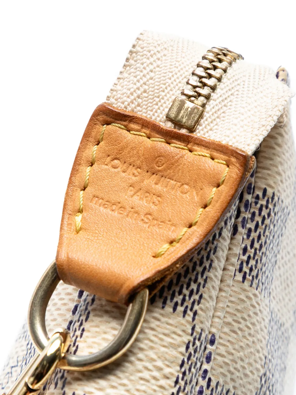 Pre-owned Louis Vuitton 2010 Damier Azur Pochette Accessoires Shoulder Bag In White