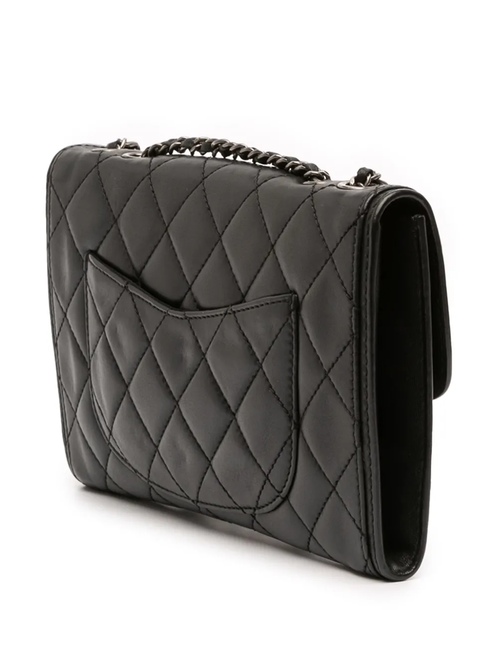 Pre-owned Chanel 2013-2014 Small Quilted Lambskin Citizen Zip Flap Crossbody Bag In Black