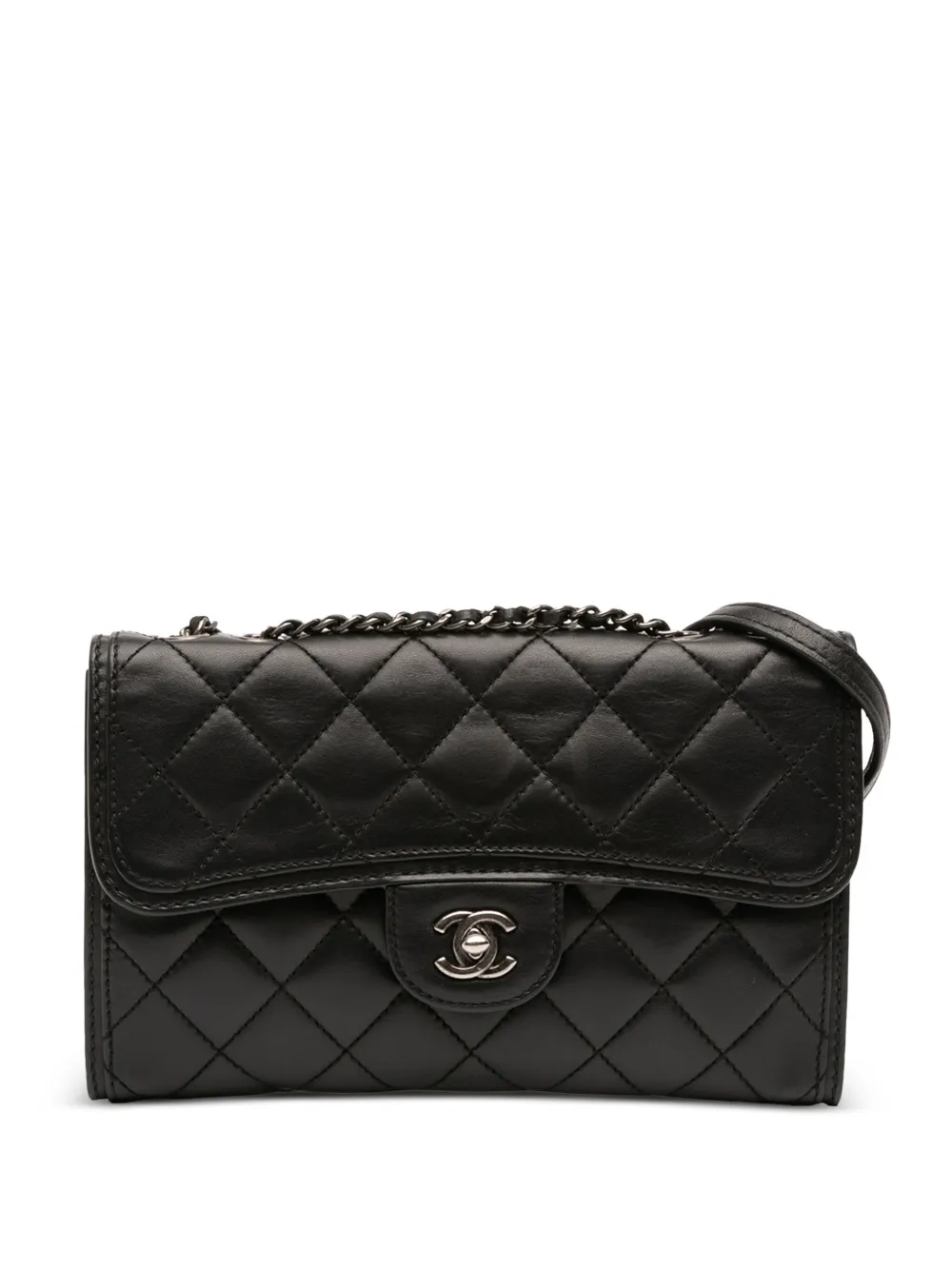 CHANEL Pre-Owned 2013-2014 ミディアム マトラッセ ラムスキン シチズン ジップフラップ ショルダーバッグ - CHANEL Pre-Owned 2013-2014 ミディアム マトラッセ ラムスキン シチズン ジップフラップ ショルダーバッグ -