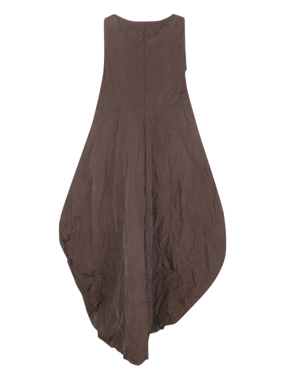 Maria Calderara Mouwloze jurk met gekreukt effect - Bruin
