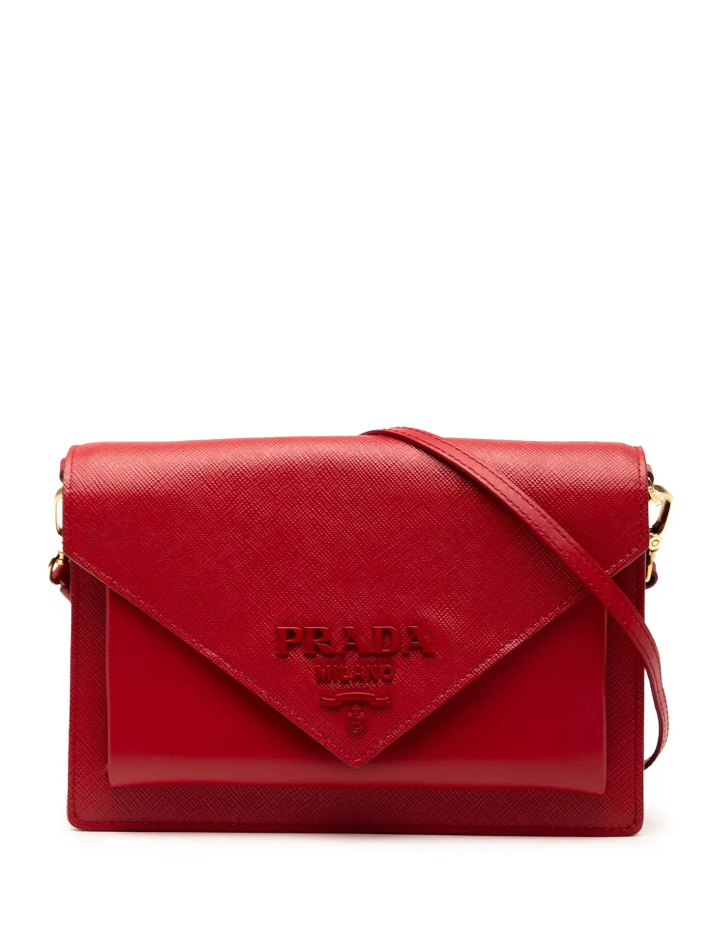 Prada Pre-Owned 2010-2025 ミニ シティカーフトリム サフィアーノ モノクローム エンベロープ ショルダーバッグ -