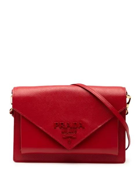 Prada Pre-Owned 2010-2025 Mini City Calf Trimmed Saffiano Monochrome Envelope crossbody bag
