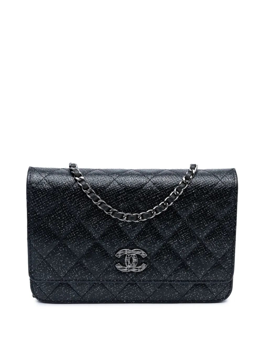CHANEL Pre-Owned 2013-2014 ココマーク マトラッセ グリッターカーフ ウォレットオンチェーン ショルダーバッグ - CHANEL Pre-Owned 2013-2014 ココマーク マトラッセ グリッターカーフ ウォレットオンチェーン ショルダーバッグ -