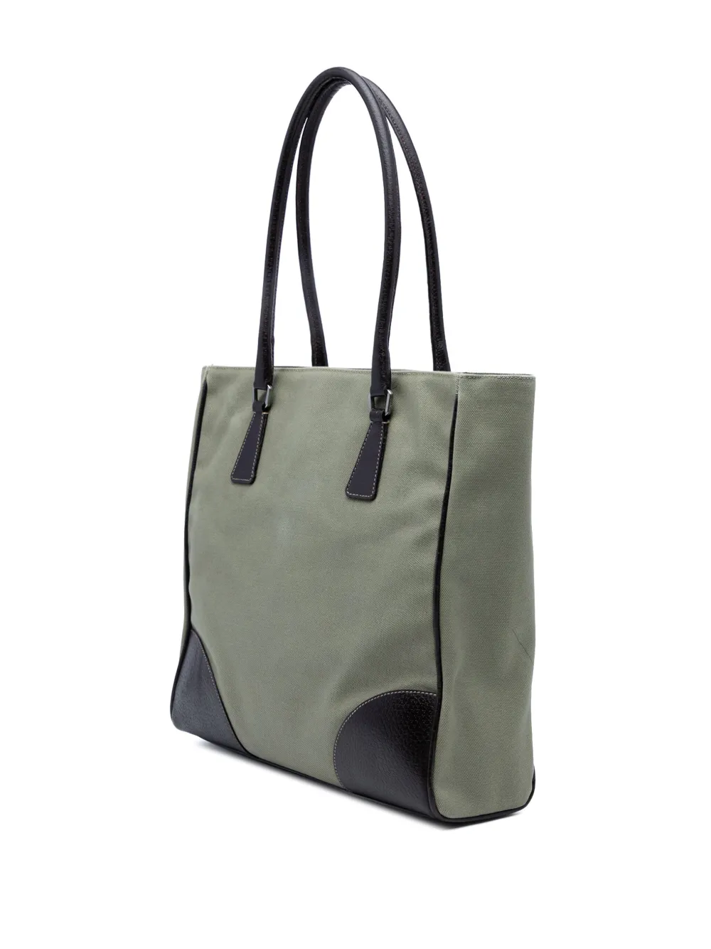 PRADA Pre-owned 2000-2013 Cinghiale Trimmed Canvas Canapa Tote Bag In Gray