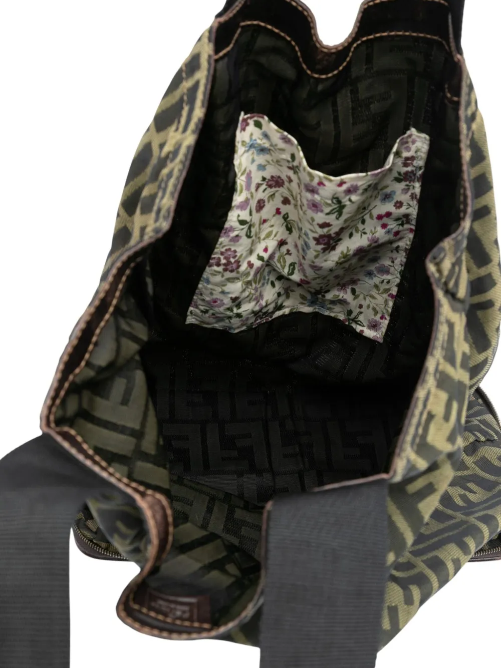 FENDI Pre-owned 20th Century Zucca Canvas And Nylon Foldable Tote Bag In Brown