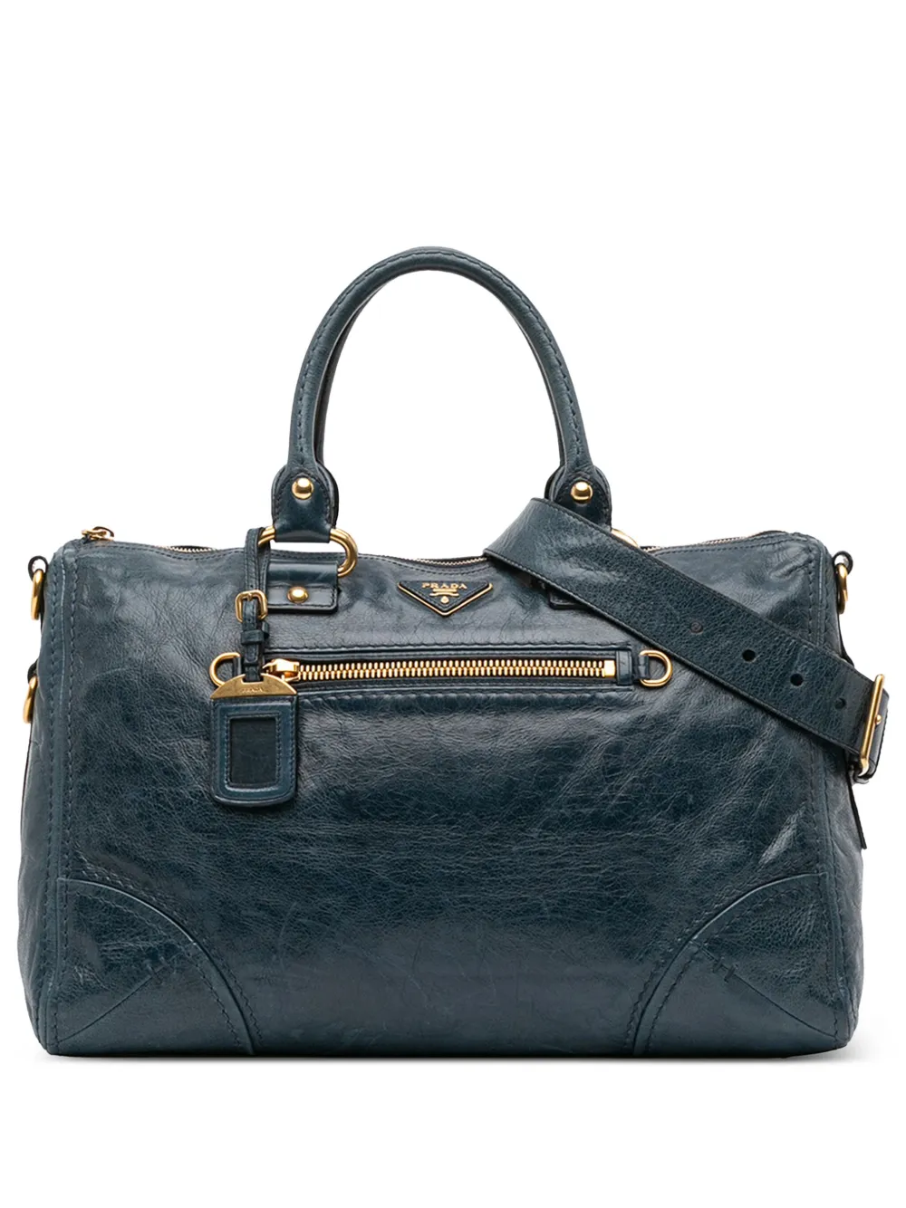 Prada Pre-Owned 2000-2025 Vitello Shine Zip Top satchel | Blue | Image 1