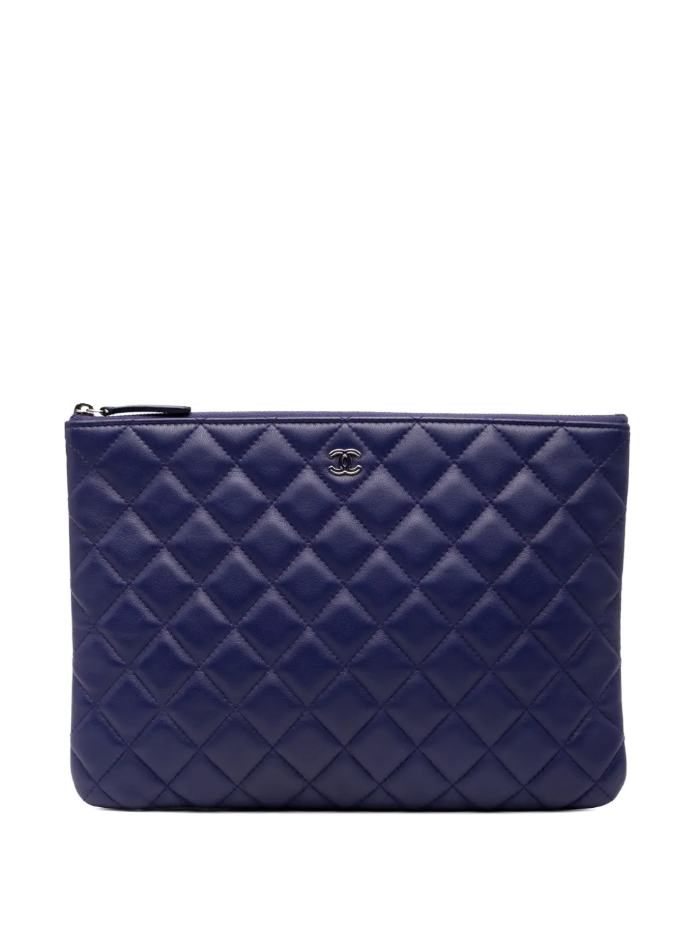 CHANEL Pre-Owned 2015-2016 ミディアム ココマーク マトラッセ ラムスキン O ケース クラッチバッグ - CHANEL Pre-Owned 2015-2016 ミディアム ココマーク マトラッセ ラムスキン O ケース クラッチバッグ -