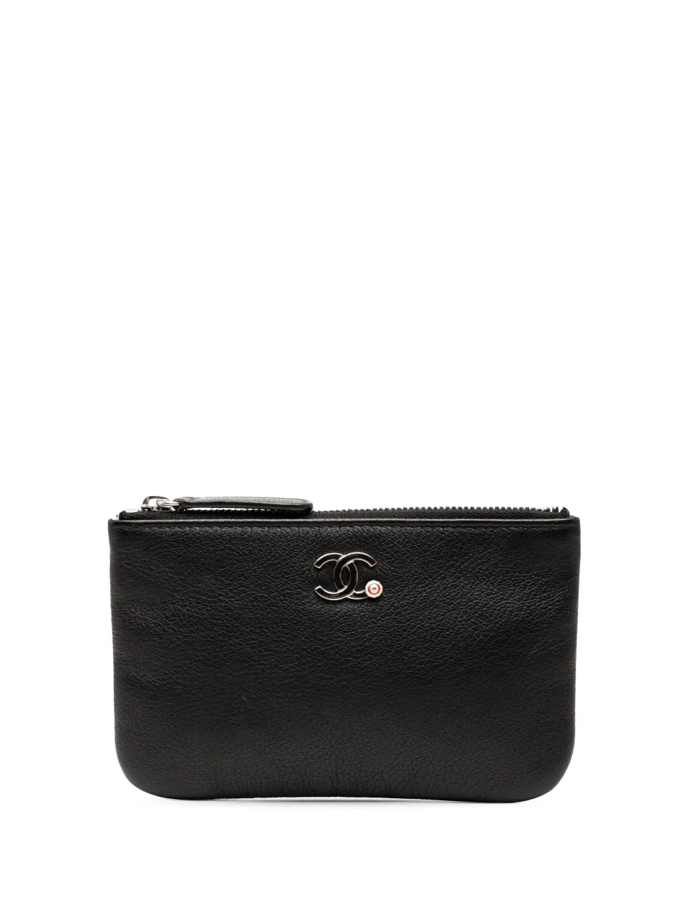 CHANEL Pre-Owned 2019 CC Grained Calfskin Zip pouch | Black | Image 1