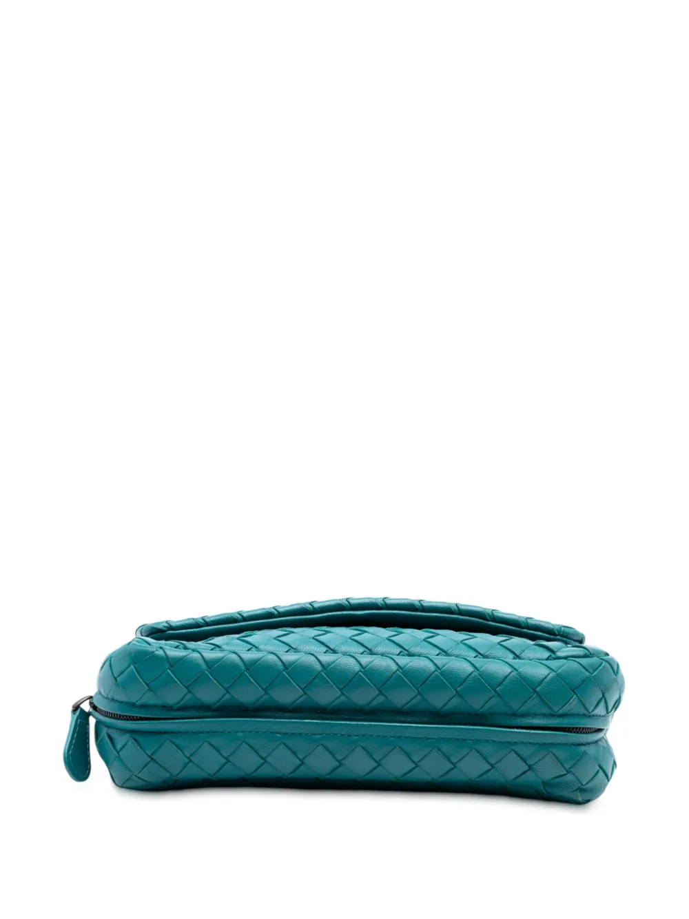 Pre-owned Bottega Veneta 2012-2025 Mini Nappa Intrecciato Expandable Chain Crossbody Bag In Blue