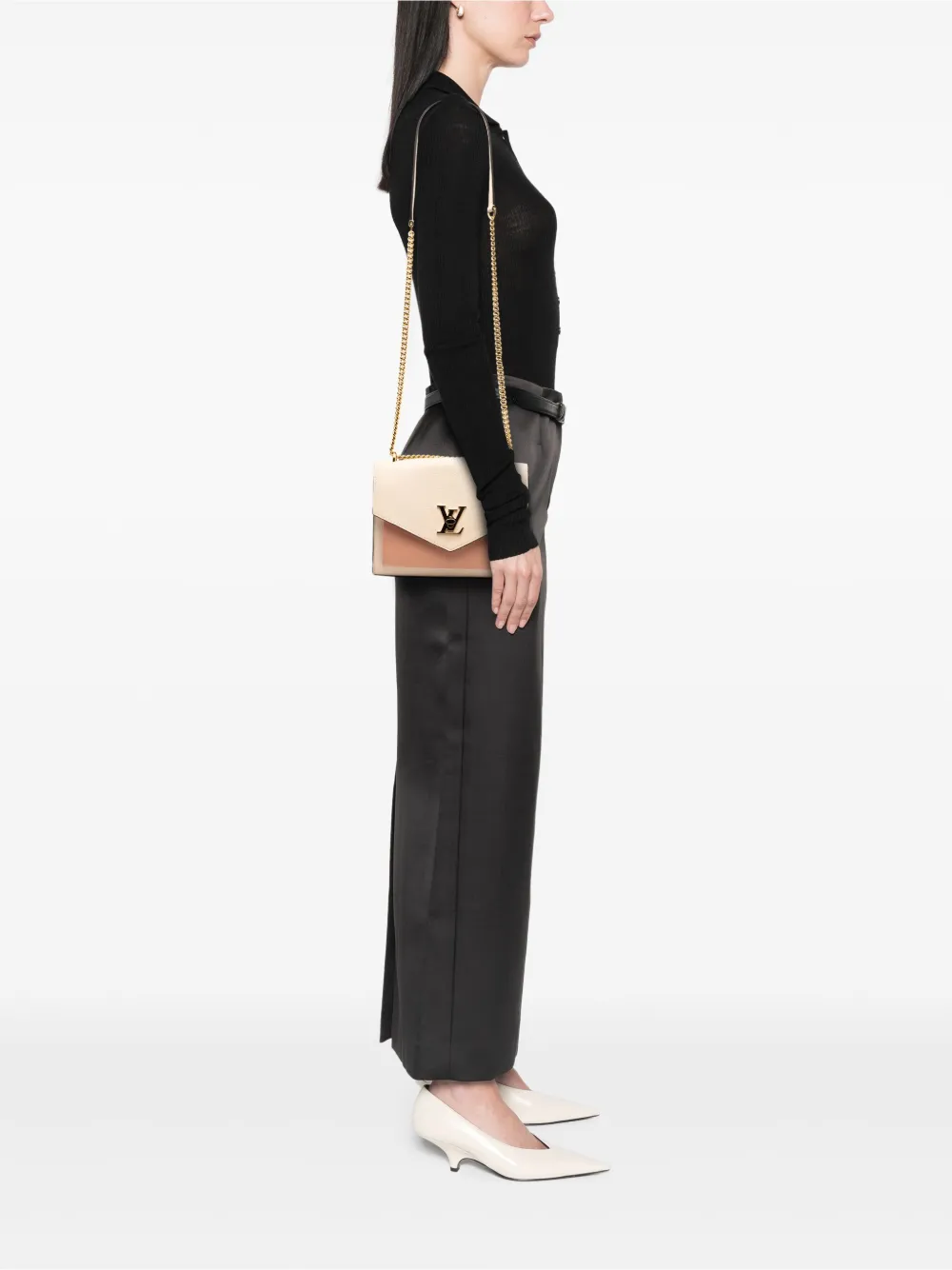 2018-2021 Bicolor Leather Mylockme Chain Bb Crossbody Bag