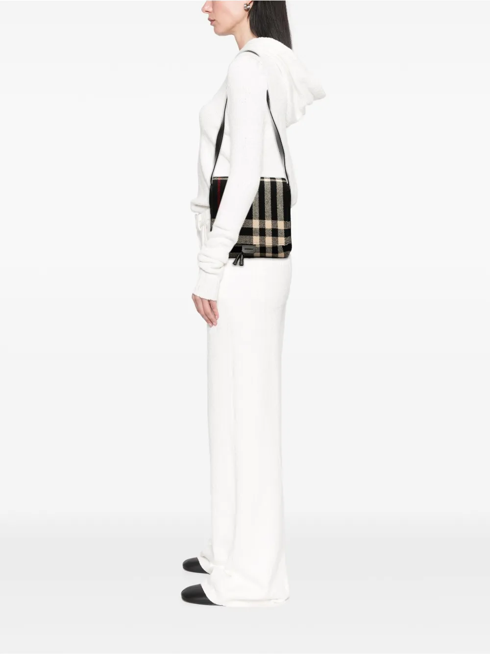 Pre-owned Burberry 2000-2017 Mega Check Wool Shoulder Bag In Black