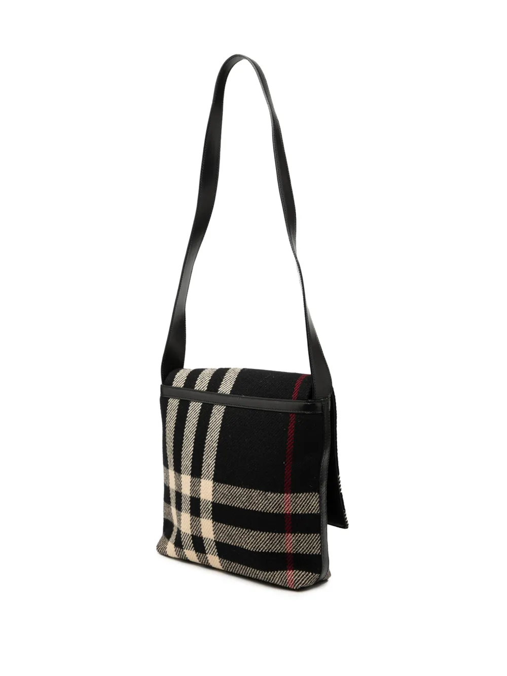 Pre-owned Burberry 2000-2017 Mega Check Wool Shoulder Bag In Black