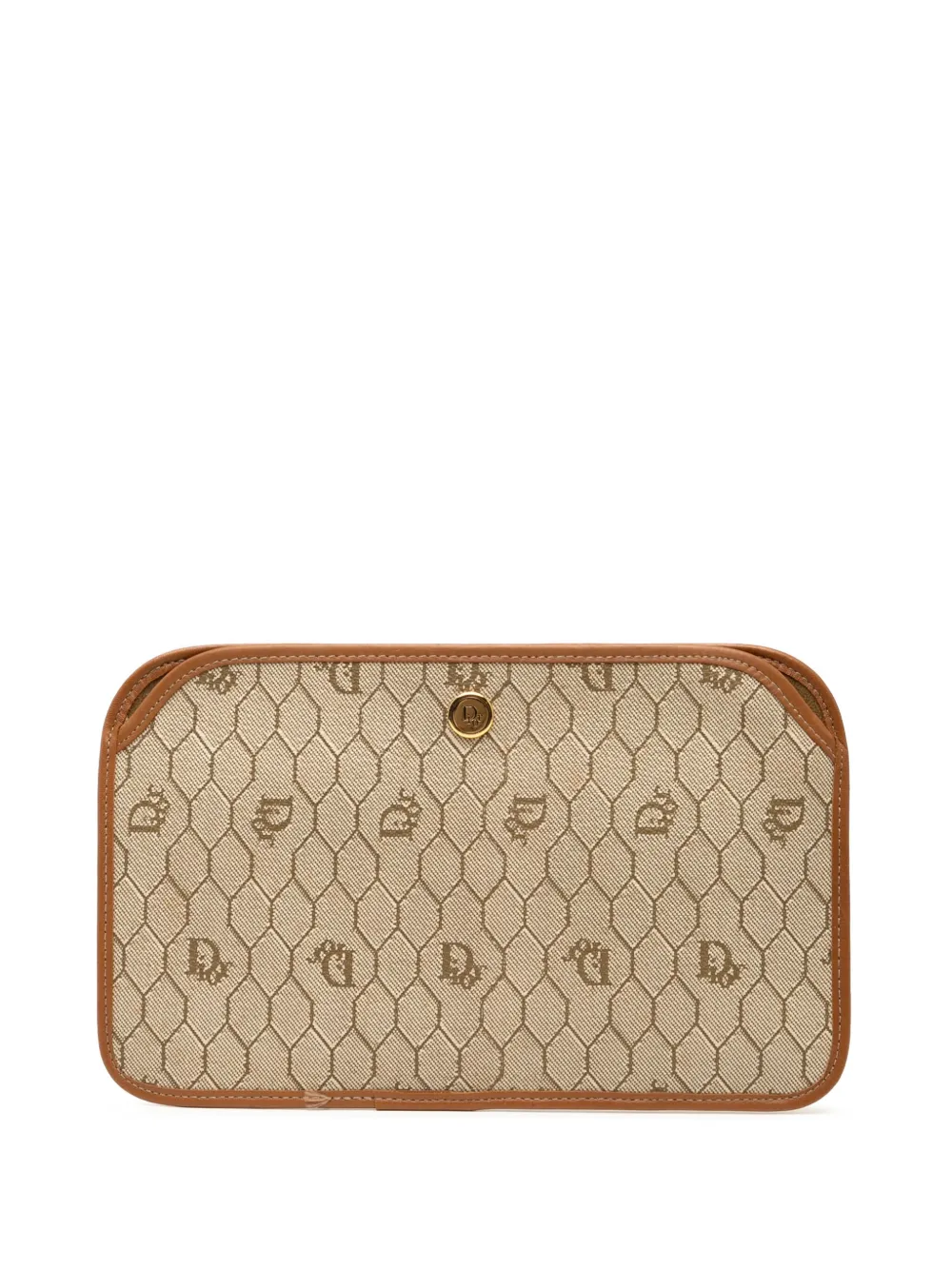 Pre-owned Dior 20th Century Honeycomb Canvas Clutch Bag In Brown
