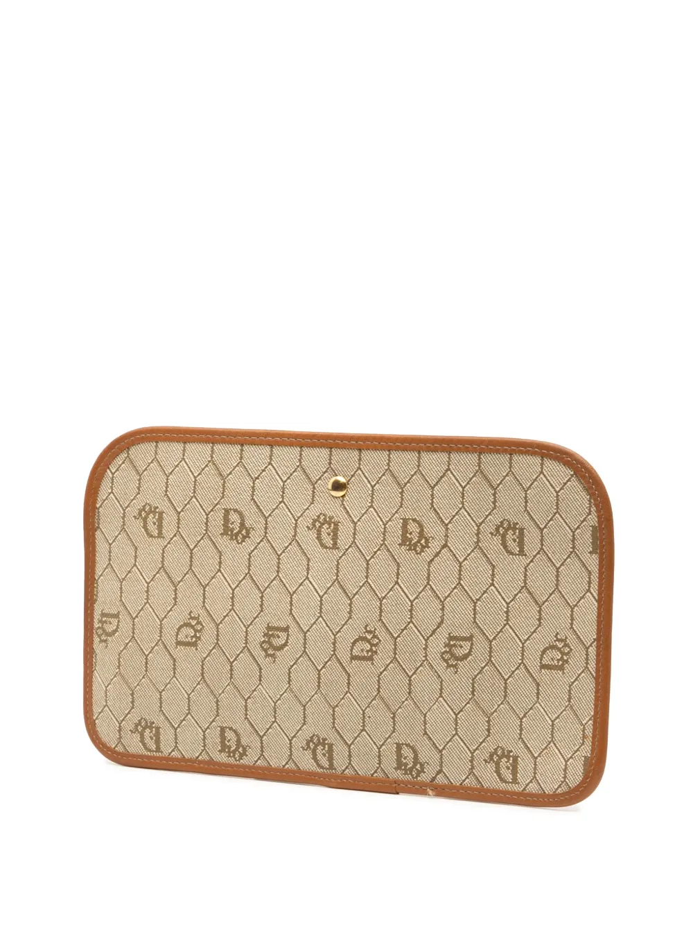 Pre-owned Dior 20th Century Honeycomb Canvas Clutch Bag In Brown