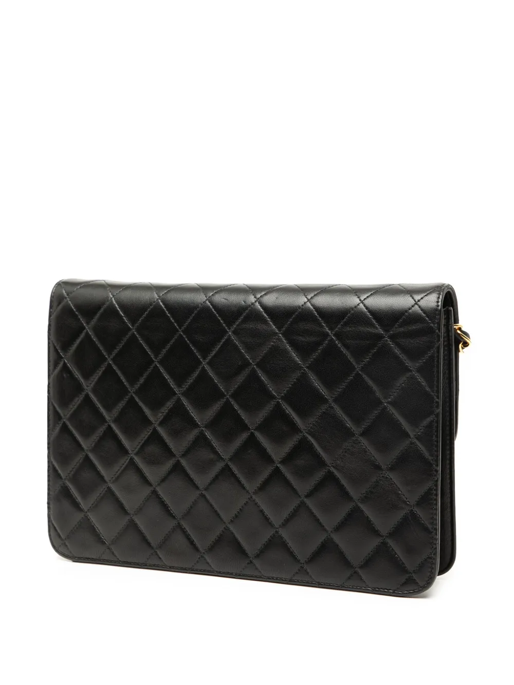 CHANEL Pre-owned 1996-1997 Medium Cc Quilted Lambskin Single Flap Shoulder Bag In Black