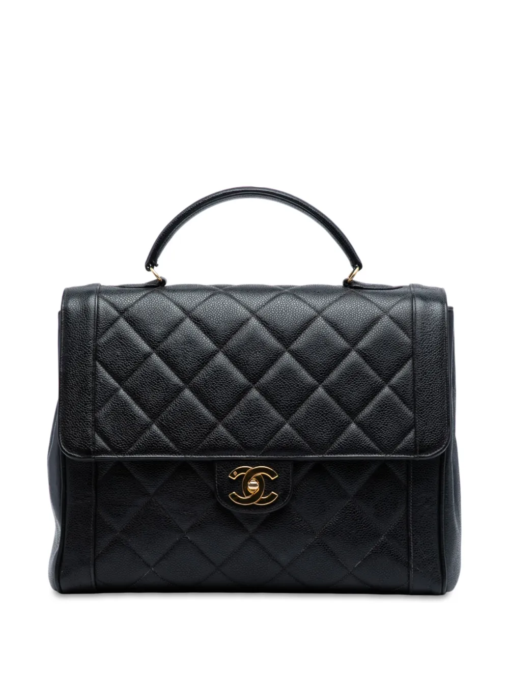 CHANEL Pre-Owned 1994-1996 ジャンボ ココマーク マトラッセ キャビア ケリー トップハンドル ハンドバッグ - CHANEL Pre-Owned 1994-1996 ジャンボ ココマーク マトラッセ キャビア ケリー トップハンドル ハンドバッグ -