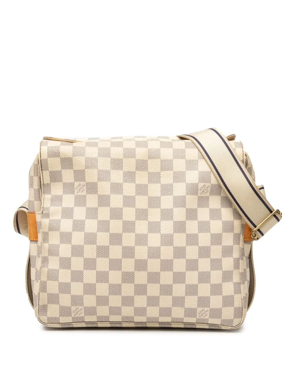 Pre-owned Louis Vuitton 2007 Damier Azur Naviglio Crossbody Bag In White