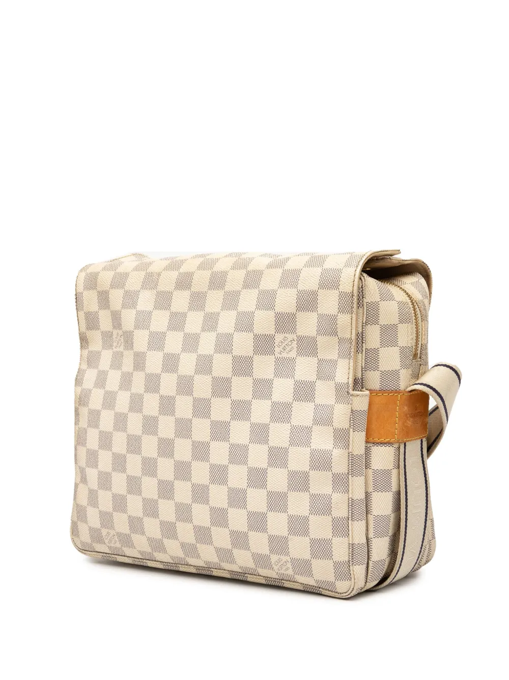 Pre-owned Louis Vuitton 2007 Damier Azur Naviglio Crossbody Bag In White