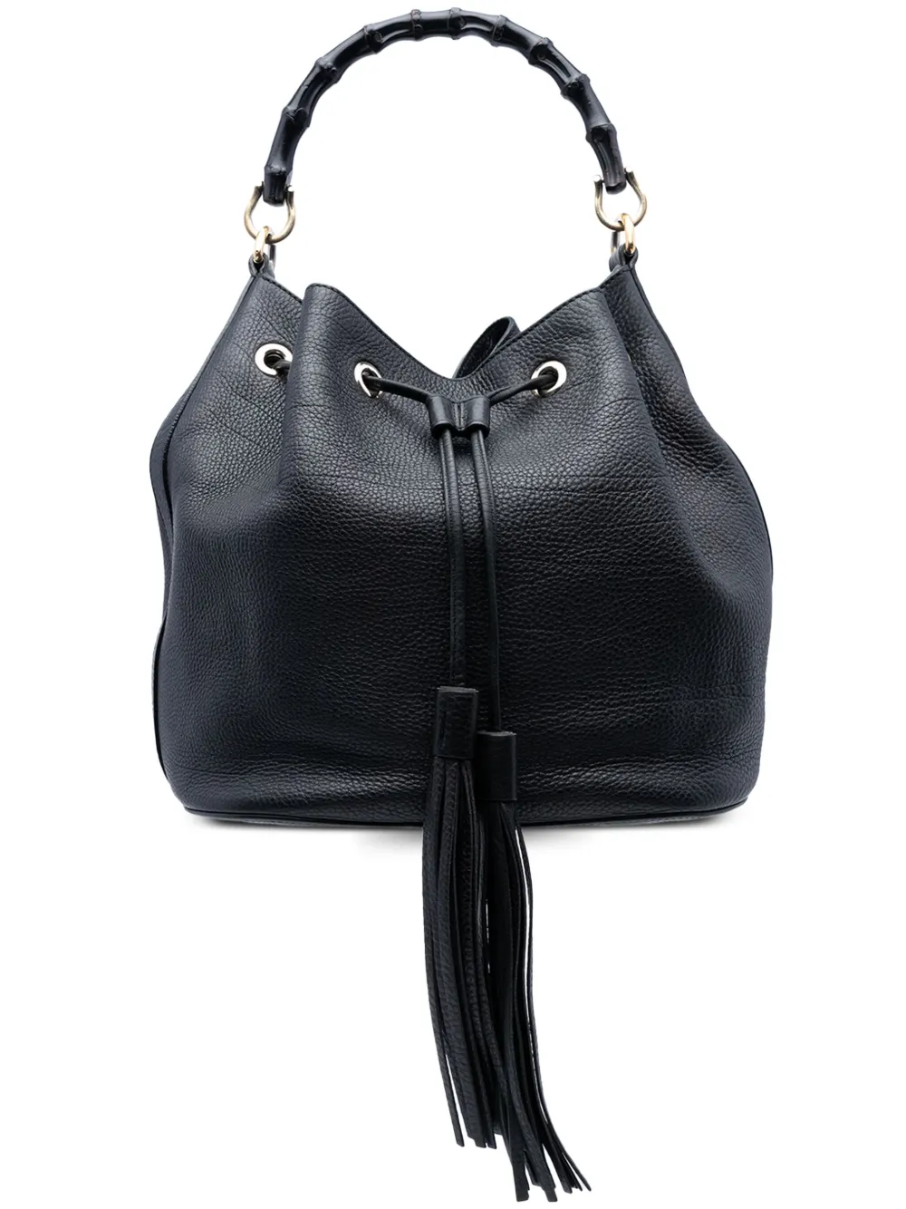 Gucci Pre-Owned 2016-2025 Pebbled Calfskin Miss Bamboo Tassel bucket bag | Black | Image 1
