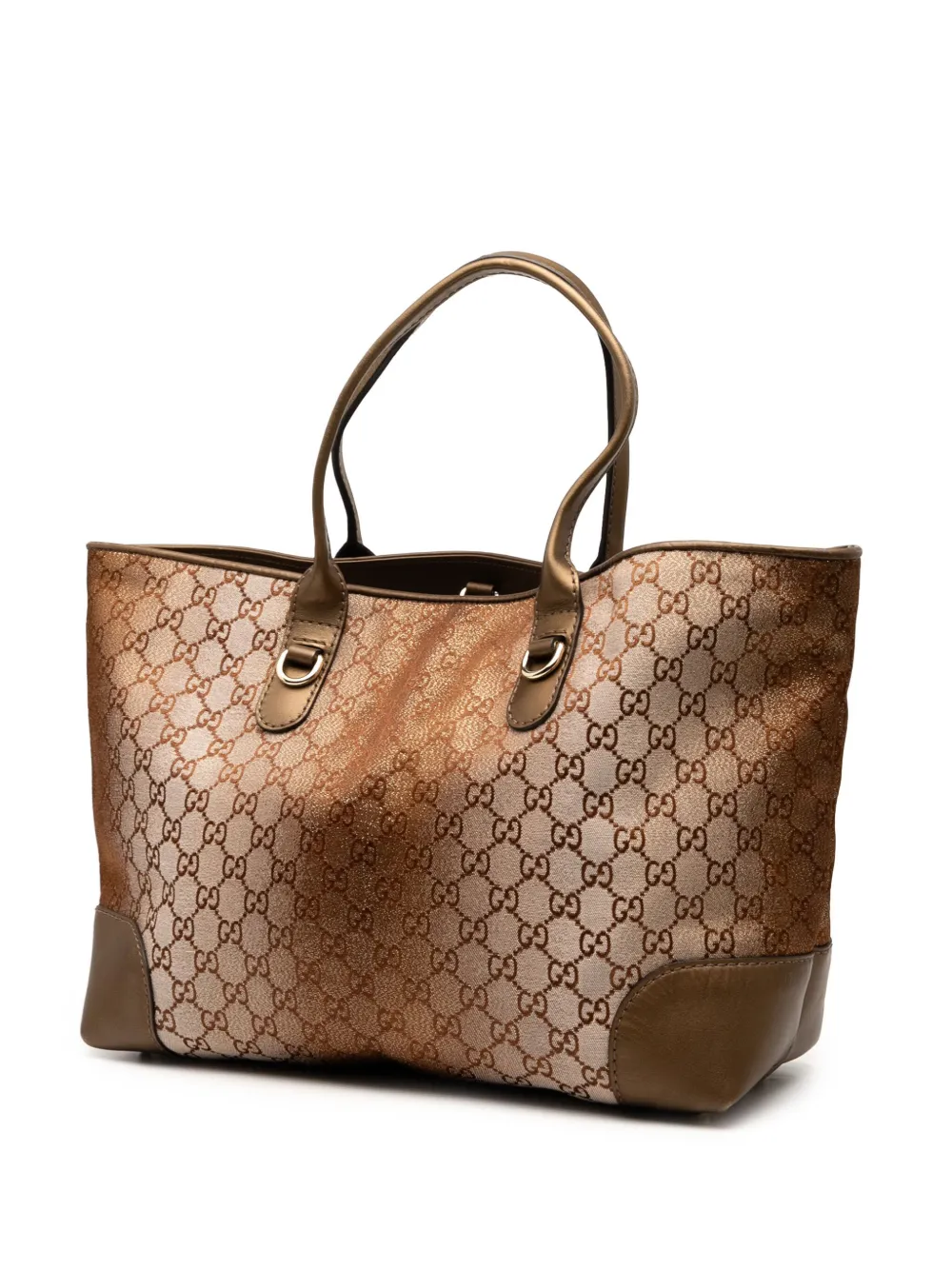 Pre-owned Gucci 2000-2015 Gg Lurex Heart Bit Tote Bag In Brown