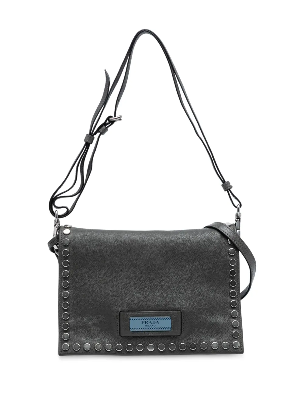 Prada Pre-Owned 2000-2025 グレースカーフ スタッズ エティケット フラップ ショルダーバッグ