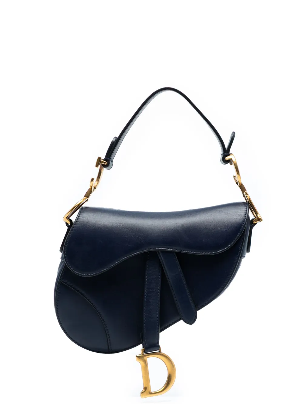 Pre-owned Dior 2018 Mini Smooth Calfskin Saddle Bag Satchel In Blue