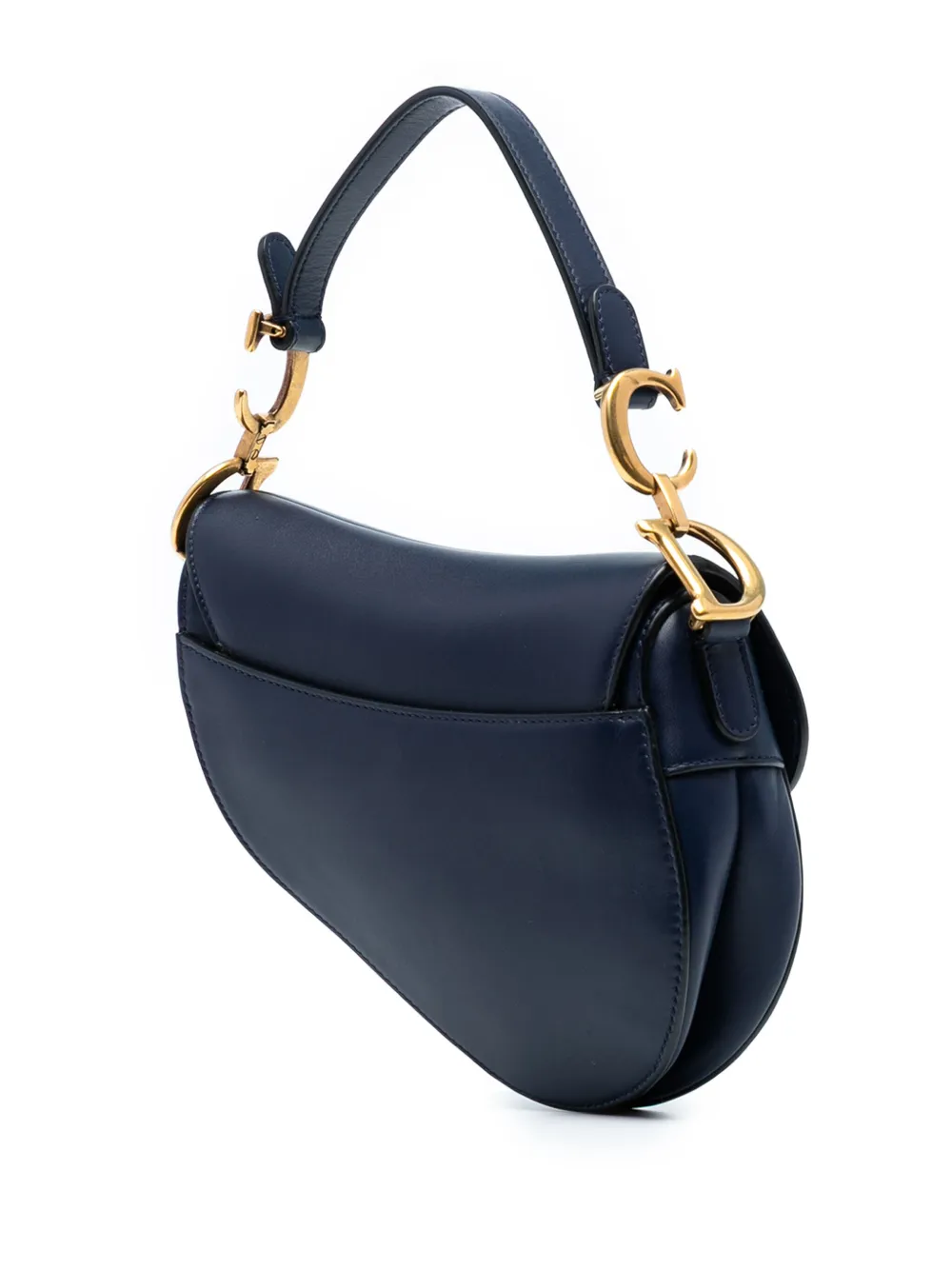 Pre-owned Dior 2018 Mini Smooth Calfskin Saddle Bag Satchel In Blue