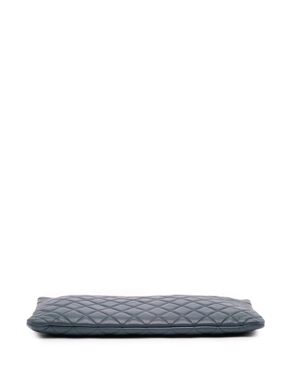 CHANEL Pre-owned 2016-2017 Large Quilted Lambskin O Case Clutch Bag In Blue