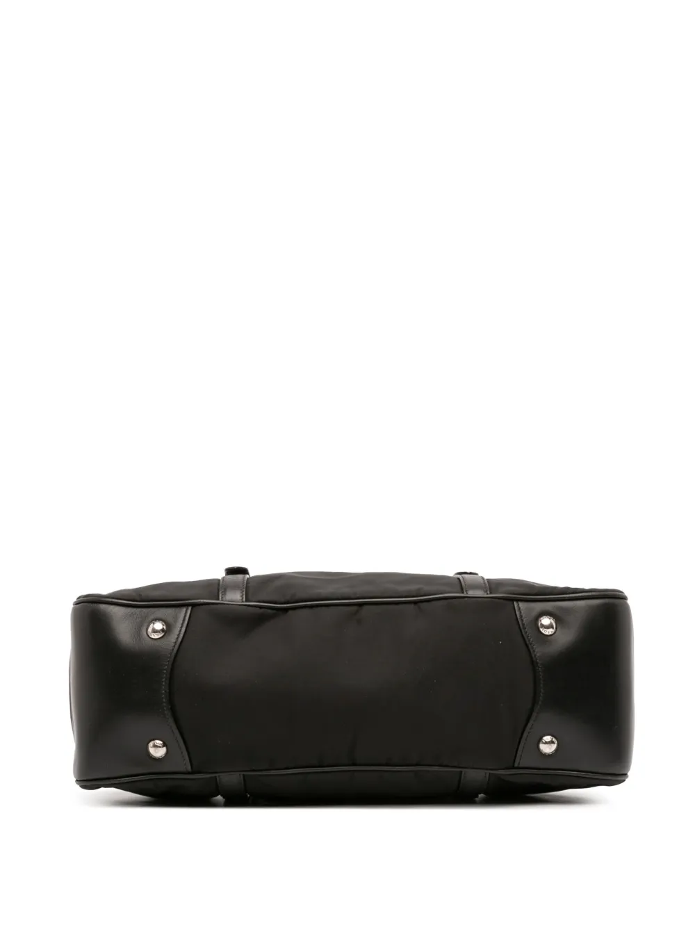 PRADA Pre-owned 2010-2025 Soft Calf Trimmed Tessuto Zip Top Satchel In Black