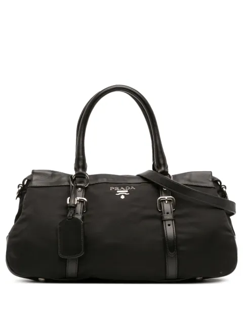 Prada Pre-Owned 2010-2025 Soft Calf Trimmed Tessuto Zip Top satchel